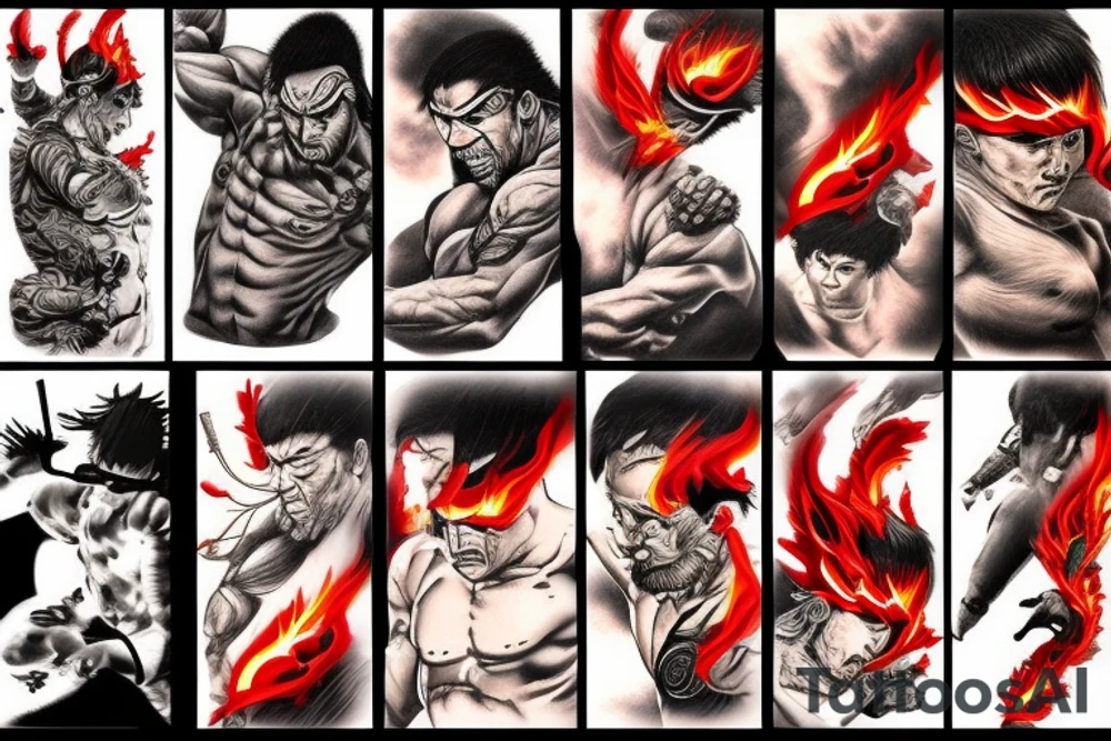 japanese ryu on fire tattoo idea