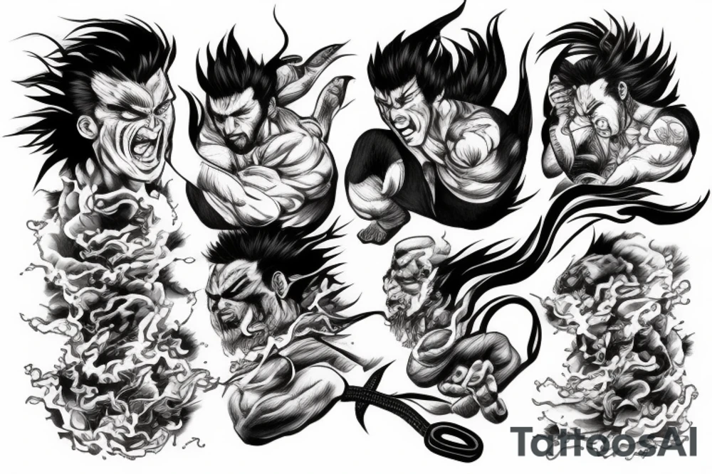 japanese ryu on fire tattoo idea