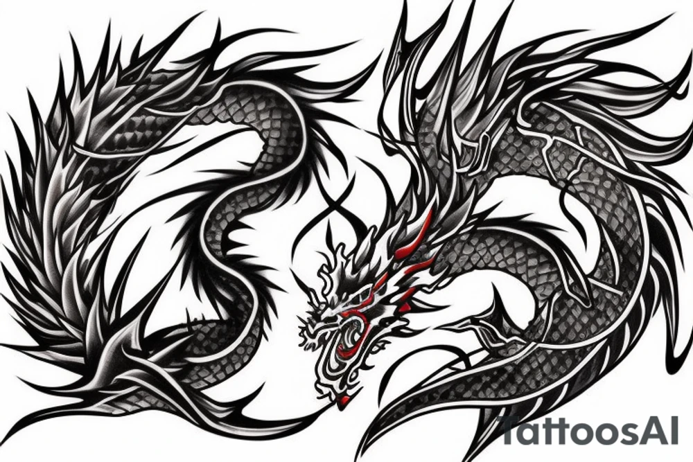japanese dragon on fire tattoo idea