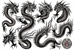 japanese dragon on fire tattoo idea