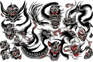 japanese demon on back tattoo idea