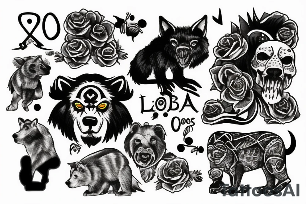 lobo y oso tattoo idea