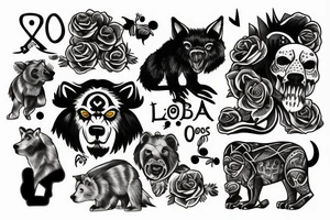 lobo y oso tattoo idea