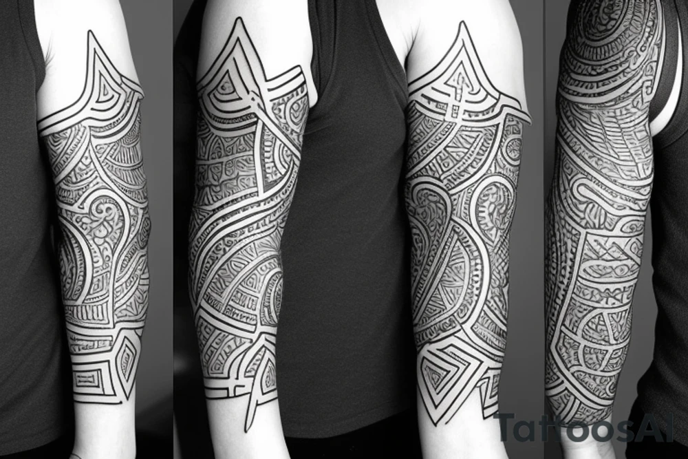 sleeve geometric australian tattoo idea