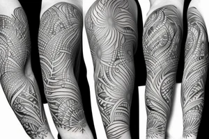 sleeve geometric australian flora tattoo idea