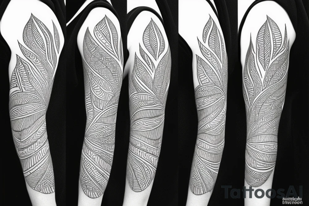 sleeve geometric australian flora non tribal tattoo idea