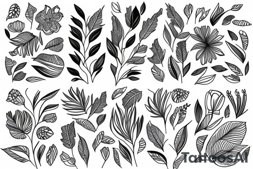 sleeve geometric australian flora non tribal tattoo idea