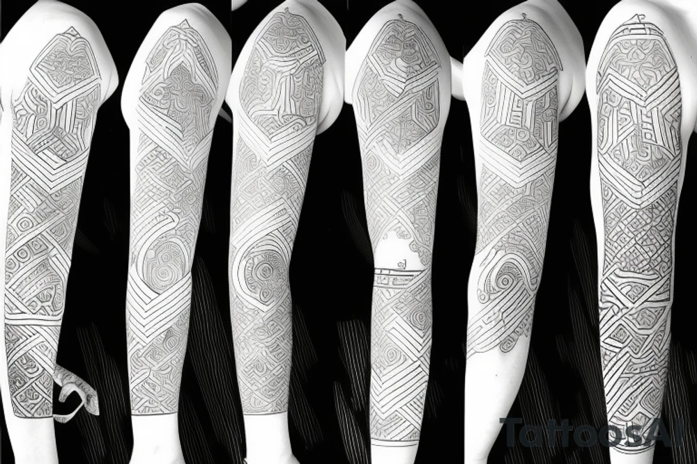 sleeve geometric australian japanese tattoo idea