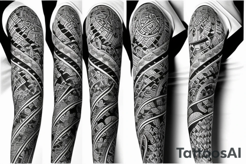 sleeve geometric australian japanese tattoo idea