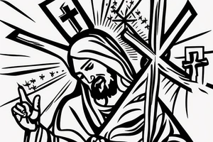 Cross with jesus with crown tattoo idea