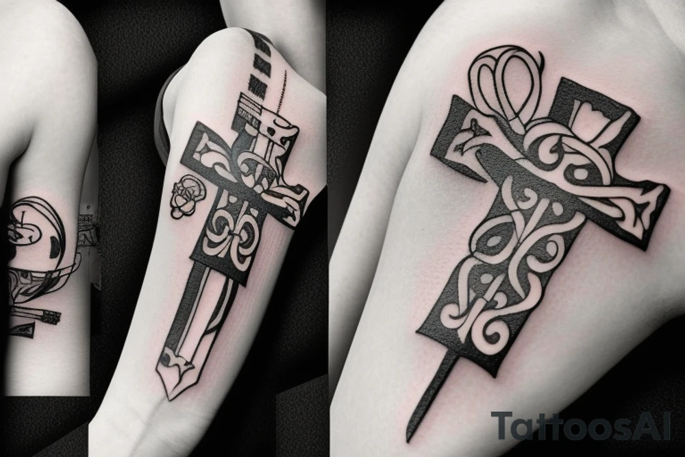 Cross with crown tattoo idea