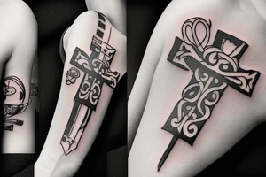 Cross with crown tattoo idea