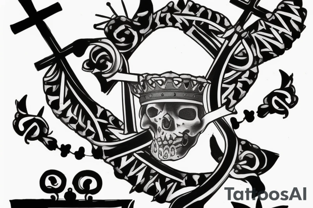 Cross with crown tattoo idea