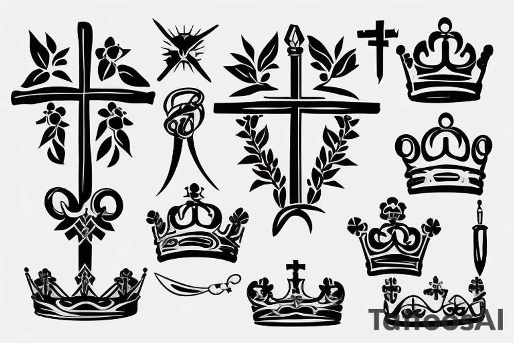 Cross with crown tattoo idea