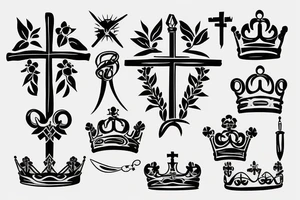 Cross with crown tattoo idea