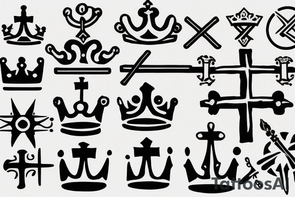 Cross with crown tattoo idea