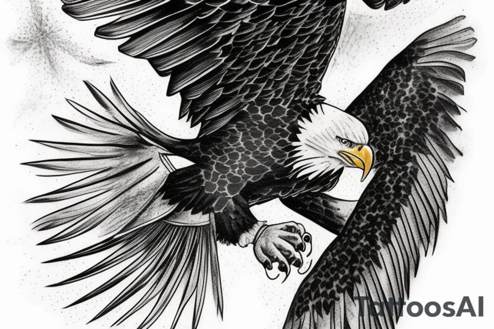 Bald eagle, waterfall tattoo idea