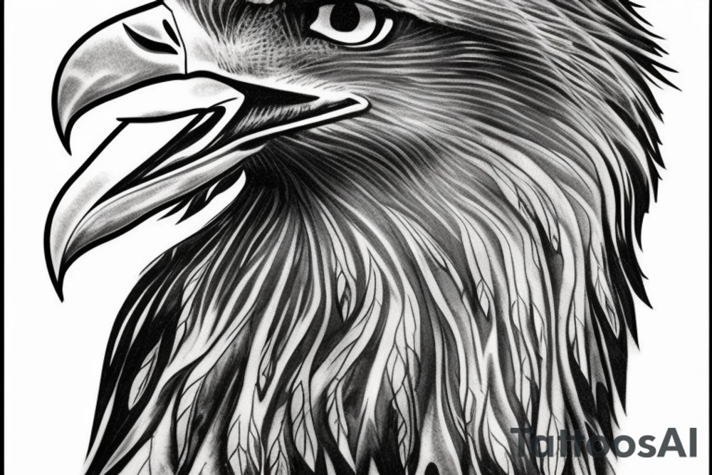 Bald eagle, waterfall, trees tattoo idea