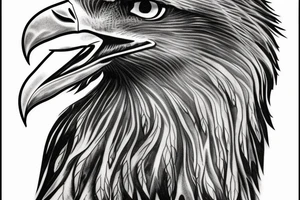 Bald eagle, waterfall, trees tattoo idea