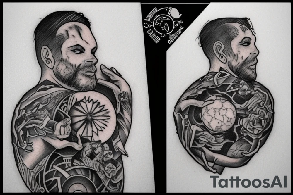 a
 man holding the world on his shoulders tattoo idea