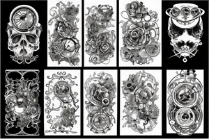 Steampunk from leg to back tattoo idea