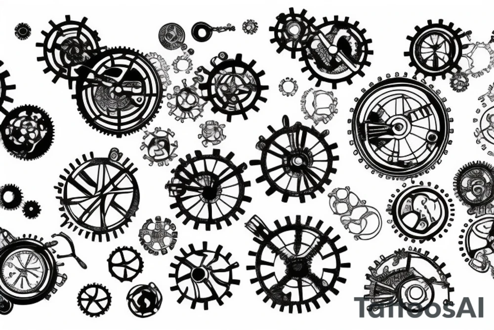 Steampunk gears breaking tattoo idea
