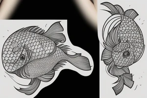 Beautiful fish with japanese flowers tattoo idea