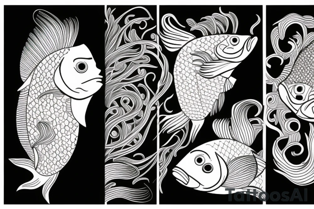 Red fish with flowers tattoo idea