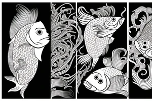 Red fish with flowers tattoo idea