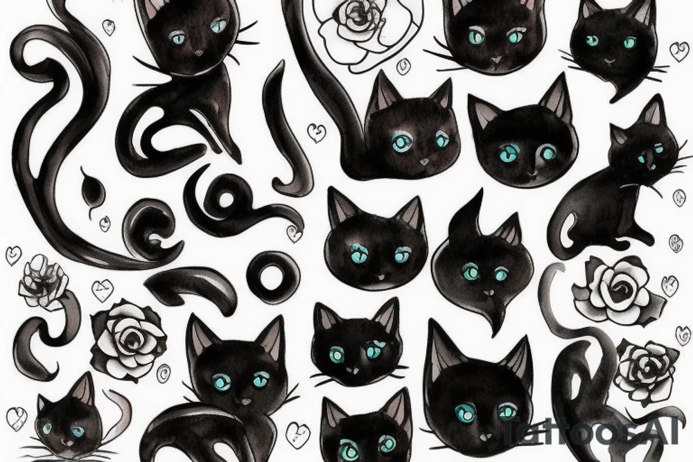 Black cat tattoo idea