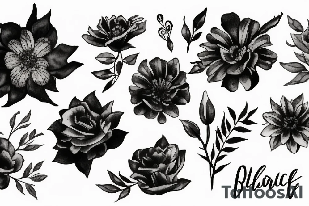 Black flower tattoo idea