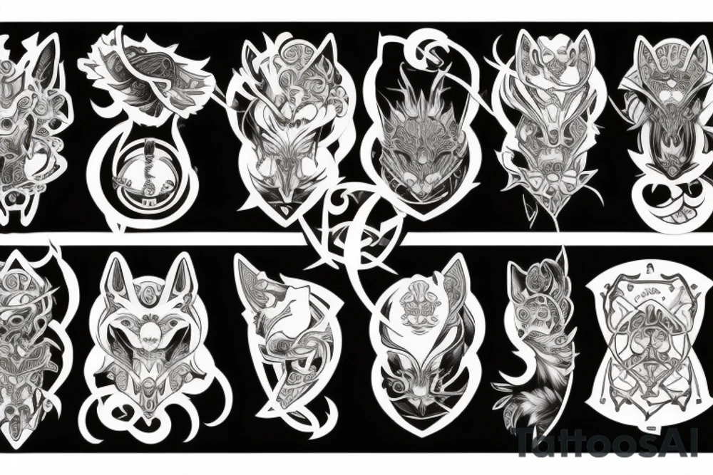 Kitsune with 9 tales tattoo idea