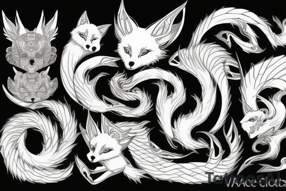 Kitsune with 9 tales tattoo idea