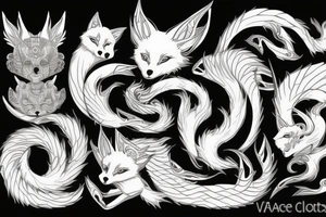 Kitsune with 9 tales tattoo idea