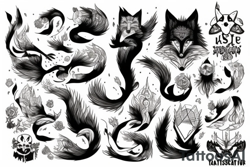 Kitsune with 9 tales tattoo idea