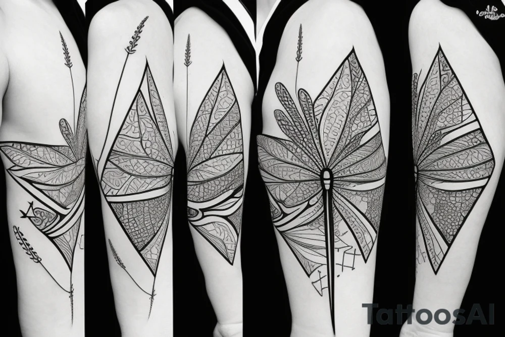 dragonfly with flowers, triangles, lines and arrows tattoo idea dragonfly with flowers, triangles, lines and arrows tattoo idea