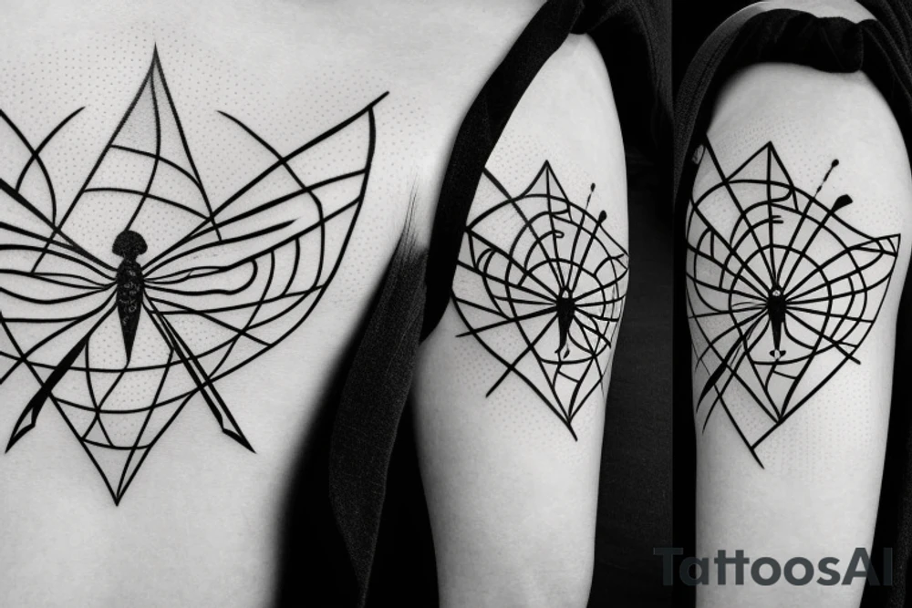 dragonfly with triangles, lines and arrows tattoo idea