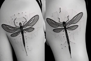 dragonfly with triangles, lines and arrows tattoo idea