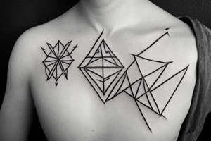 flowers with triangles, lines and arrows tattoo idea