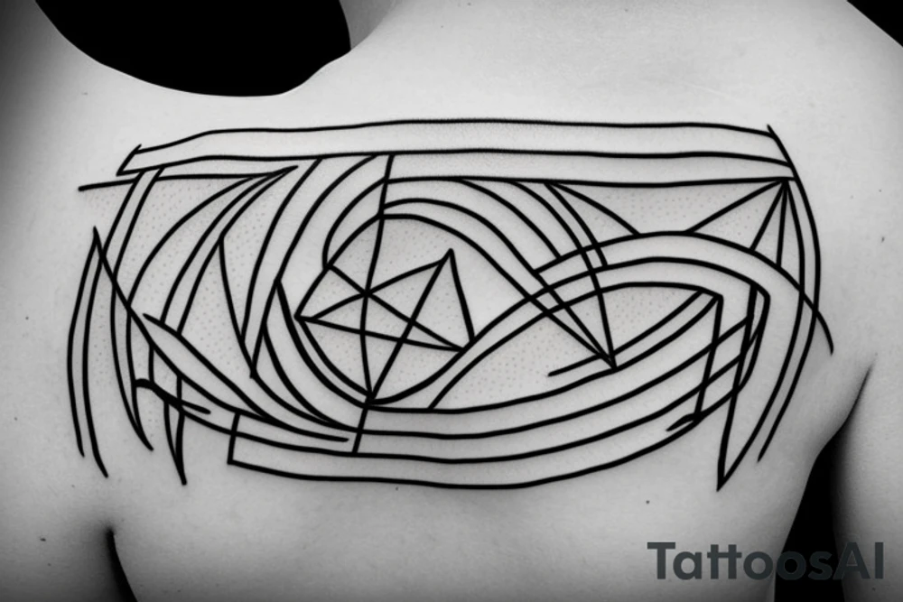 flowers with triangles, lines and arrows tattoo idea