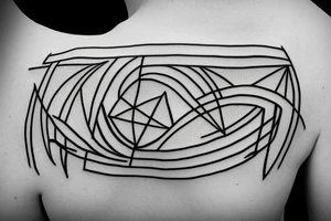 flowers with triangles, lines and arrows tattoo idea