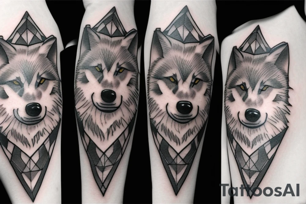 Wolf with knife tattoo idea