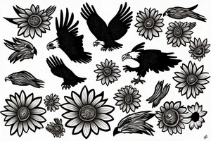Eagle eating daisy tattoo idea