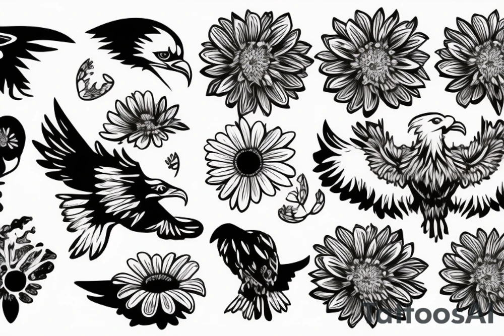Eagle eating daisy tattoo idea