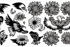 Eagle eating daisy tattoo idea