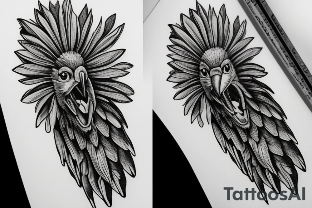 Eagle eating daisy tattoo idea