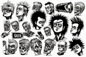 Green day punk cartoon tattoo idea