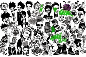 Green day punk cartoon tattoo idea