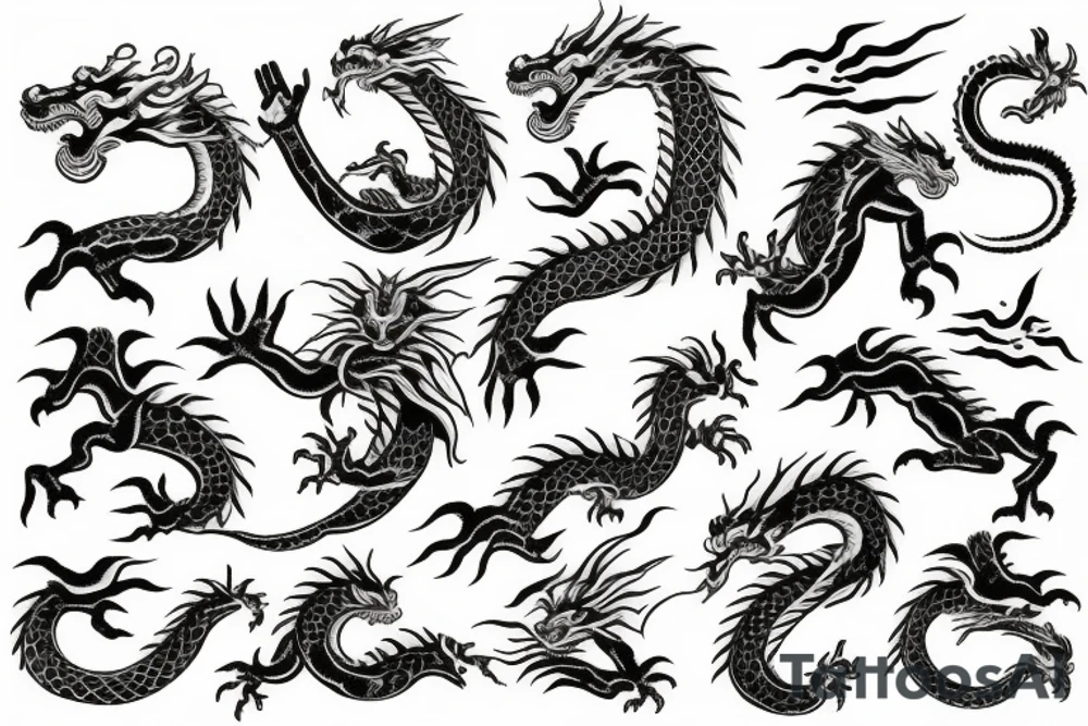 Dragon, tiger, sea tattoo idea