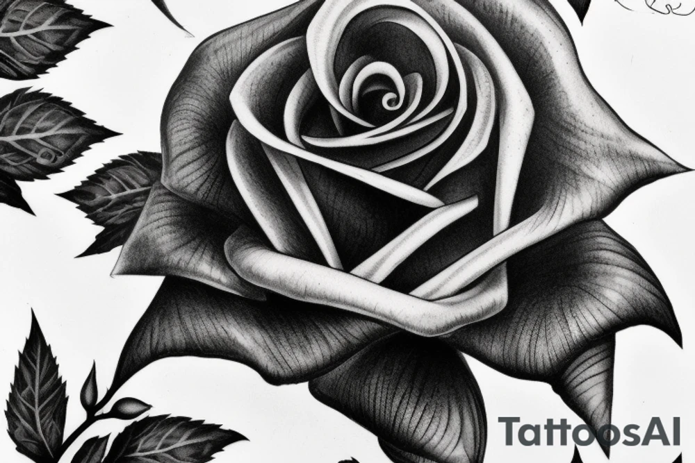 All black rose tattoo idea